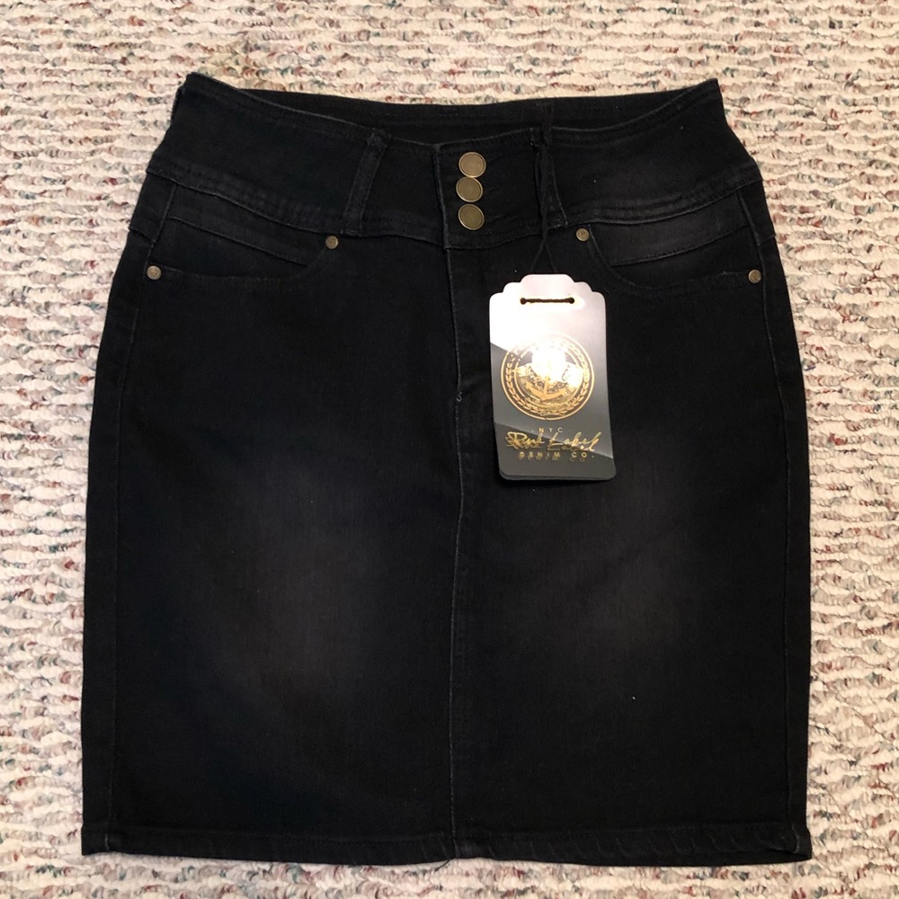 Black denim skirt